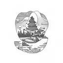 pond with the words "I found paradise in a pond" tattoo design idea