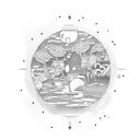 pond with the words "I found paradise in a pond" tattoo design idea