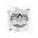 pond with the words "I found paradise in a pond" tattoo design idea