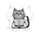 A small cat playing a guitar tattoo design idea