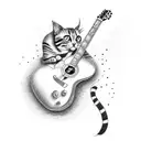 A small cat playing a guitar tattoo design idea