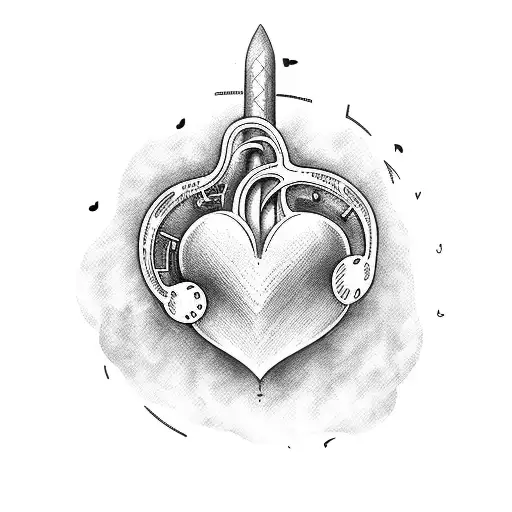heart with music and inifitiy tattoo design idea