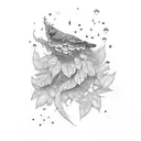 foliage with gps coordinates tattoo design idea