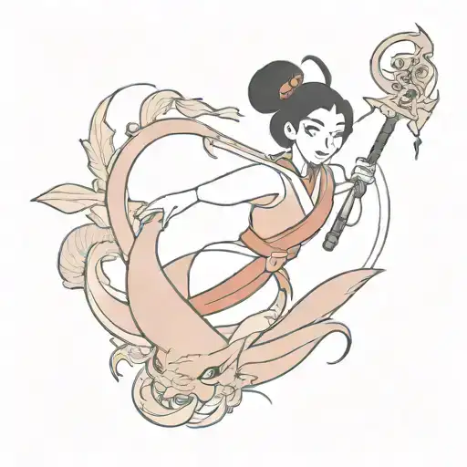Mulan mushu and sword tattoo design idea