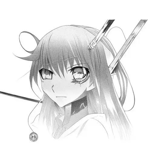 Anime character in a fierce battle pose tattoo design idea