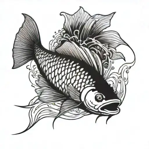 An arowana fish swimming upstream symbolizing perseverance tattoo design idea