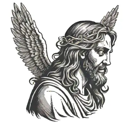 jesus praying tattoo design idea