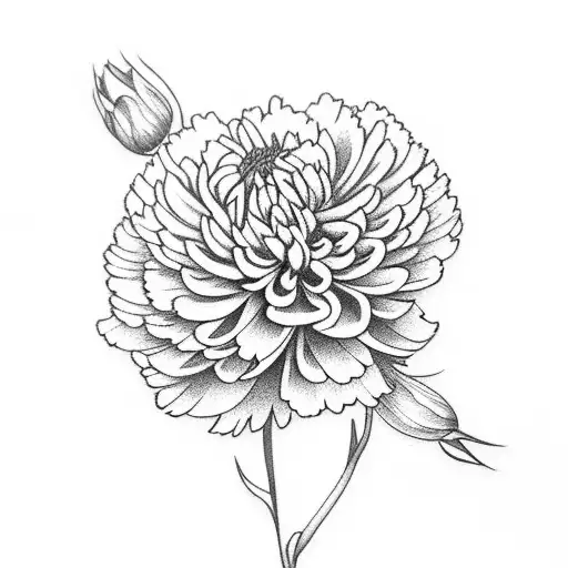 carnation marigold chrysanthemum aster tattoo design idea