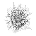 forest with carnation marigold chrysanthemum aster tattoo design idea