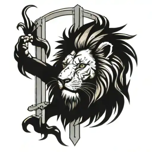 lion head behind the bars tattoo design idea