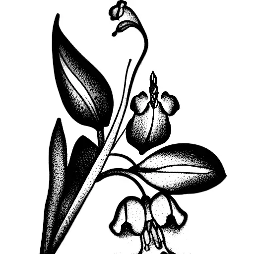 larkspur, gladiolus, lily of the valley tattoo design idea