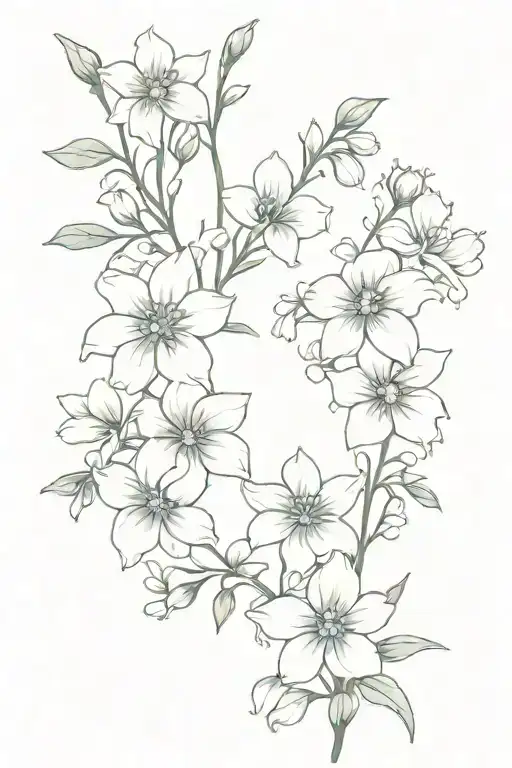 delphinium and daisy chain tattoo design idea