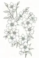 delphinium and daisy chain tattoo design idea