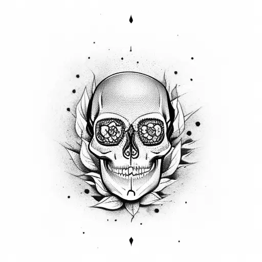 Dagger piercing skull tattoo design idea