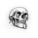 Dagger piercing skull tattoo design idea