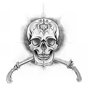 Dagger piercing skull tattoo design idea