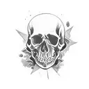 Dagger piercing skull tattoo design idea