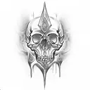 Dagger piercing skull tattoo design idea