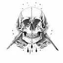 Dagger piercing skull tattoo design idea