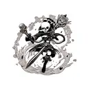 Skull with dagger tattoo design idea