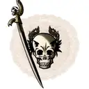 Skull with dagger tattoo design idea