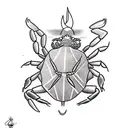neotraditional Crab with a new moon symbol in it tattoo design idea
