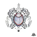 neotraditional Crab with a new moon symbol in it tattoo design idea