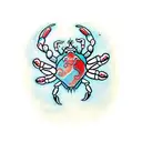 neotraditional Crab with a new moon symbol in it tattoo design idea