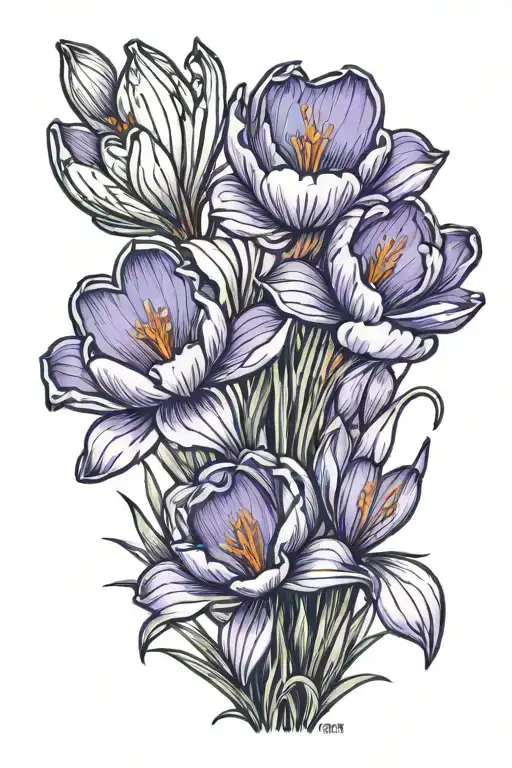 Crocus flowers  tattoo design idea