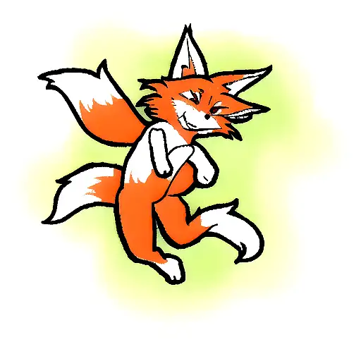 full body leaping fox tattoo design idea