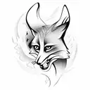 leaping fox with partial skeleton visible tattoo design idea