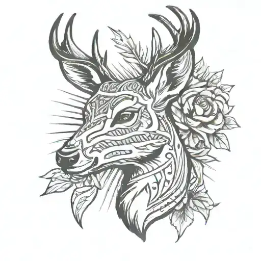deer head alan wake cult tattoo design idea