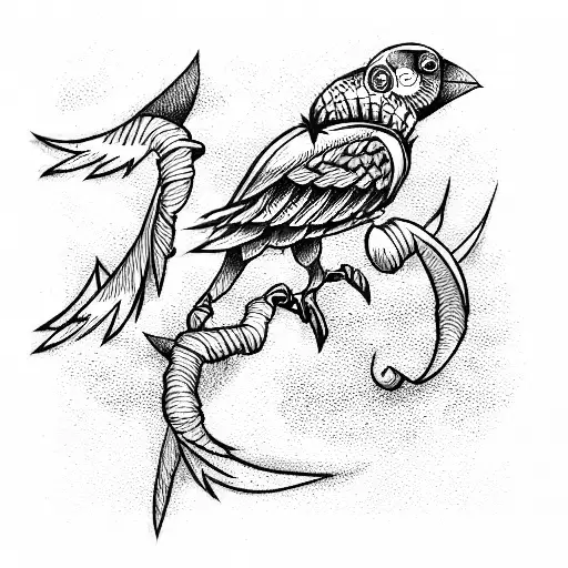 Bird pirate tattoo design idea