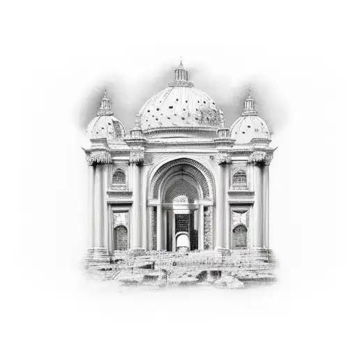 roman architecture, goodfella tattoo design idea