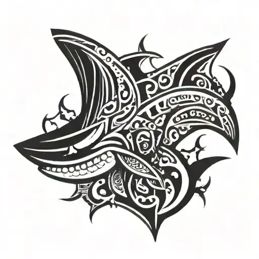 tribal shark fin tattoo design idea