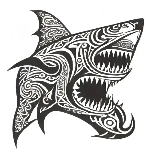 tribal shark using the letters 'KOLBY' tattoo design idea