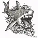 tribal shark  tattoo design idea