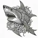 tribal shark  tattoo design idea