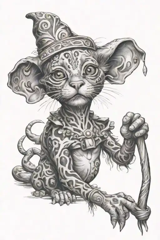 rascal umbanda with a cane tattoo design idea