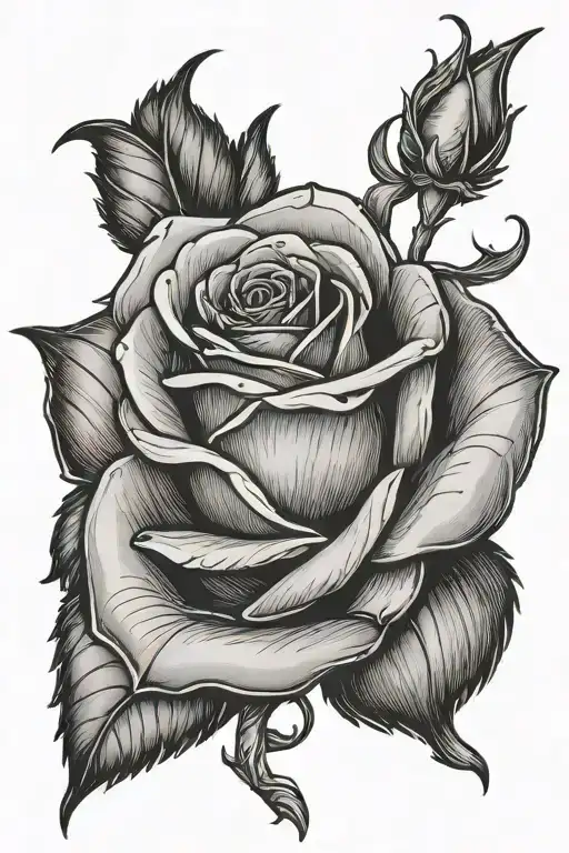 beauty and the beast rose, glamor tattoo design idea