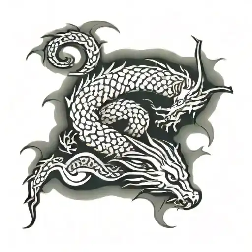 celtic dragon sleeping  tattoo design idea