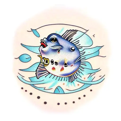 puffer fish tattoo design idea
