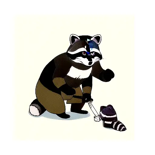 a raccoon and her human father committing a crime tattoo design idea