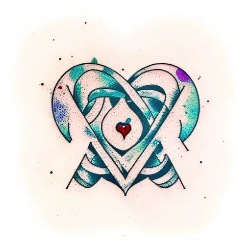A broken heart made of shattered vinyl records tattoo design idea