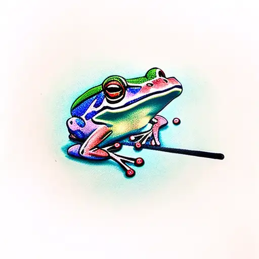  frog smoking pipe tattoo design idea