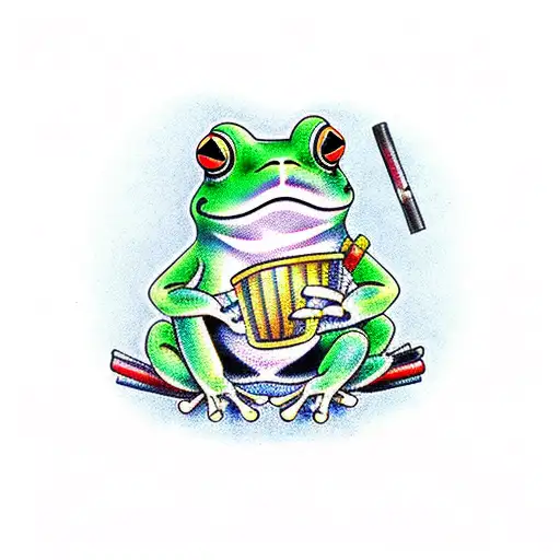 japanese frog smoking pipe tattoo design idea