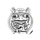  frog smoking pipe tattoo design idea