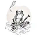  frog smoking pipe tattoo design idea
