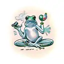  frog smoking pipe tattoo design idea