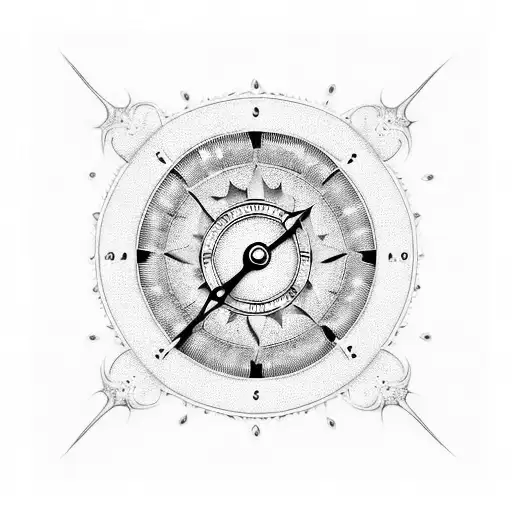 A mesmerizing blackwork tattoo of a speedometer with a stingray design tattoo design idea